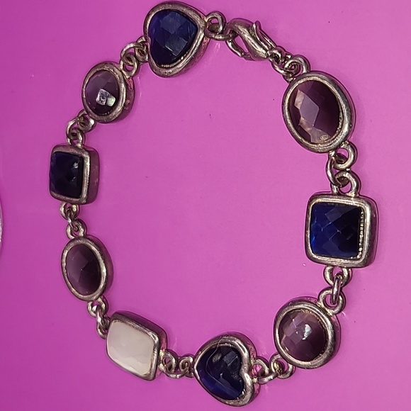 Silver toned bracelet with faux stone in multi colors by Kenneth Cole - Picture 1 of 7
